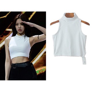 Blackpink Jennie High Neck Tank top Korean ulzzang Sleeveless T-Shirt Dance Costume crop Tops เสื้อครอป ท็อป