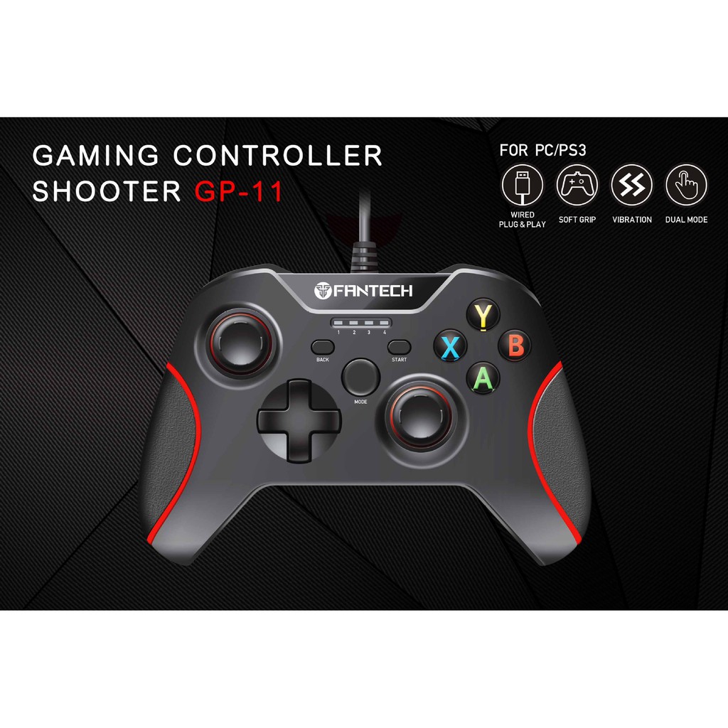 FANTECH GP11 (SHOOTER) Gaming Controller จอยเกมมิ่ง ระบบ X-input พร้อมกิฟยางด้านข้างเพิ่มความกระชับมือ สำหรับ PC/PS3