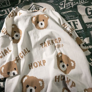 2021 summer new vintage bear short-sleeved T-shirt female student all-matching Harajuku style couple bottoming shirt top