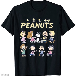 เสื้อยืดผู้ เสื้อยืดคอกลม แขนสั้น ผ้าฝ้าย พิมพ์ลาย Peanuts Snoopy and friends แฟชั่นฤดูร้อน สําหรับผู้ชาย S-5XL