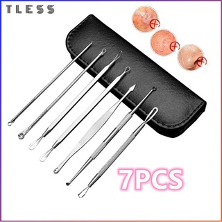 TL พร้อมส่ง7ชิ้น ที่กดสิว อุปกรณ์กดสิว สแตนเลส เครื่องมือรักษาสิว พร้อมกล่องหนัง