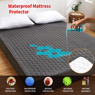 【Ready Stock 】Mattress Protector Waterproof Mattress Topper Queen Size Single Size King Size Antibacterial Matress Prote