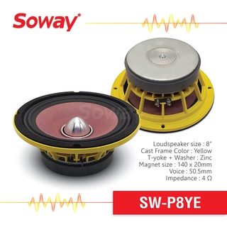 Soway SW-P8YE ลำโพง เสียงกลาง8นิ้ว แม่เหล็ก 140x20mm Voice 50.5mm 4Ω โครงหล่อ Midrange speaker ลำโพงรถยนต์ 1ดอก