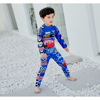 ชุดว่ายน้ำ เซ็ตเสื้อแขนยาวคาร์ สีน้ำเงิน+กางเกงขายาว