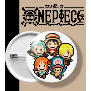 ONE PIECE BADGE PIXEL เข็มกลัด วันพีช กลุ่มหมวกฟาง ลูฟี่