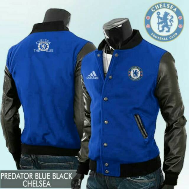 (จัดส่งฟรี) CHELSEA BLUEBLACK / BLACK VARSITY BASEBALL JACKET
