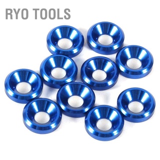 Ryo M3 Anodized Countersunk ปะเก็นหัวอลูมิเนียมอัลลอยด์สีฟ้า 10 ชิ้น