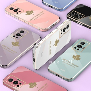 Multicolor New Casing Vivo X70 Pro X70 X60 Pro 5G เคส Phone Case Maple Leaf Plating Back Cover High Quality Silicone Anti-fall Soft Case Vivo X70 เคสโทรศัพท