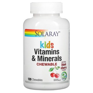 Solaray, Kids Vitamins &amp; Minerals, Chewable, Natural Black Cherry, 120 Chewables