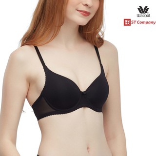 Wacoal Seamless Bra สีดำ (BL) รุ่น WB5A86 บราไร้ตะเข็บ 3/4 คัพ มีโครง เสริมฟองน้ำ เสริมเต้าอวบอึ๋ม เสื้อใน ชุดชั้นใน วาโก้ บรา