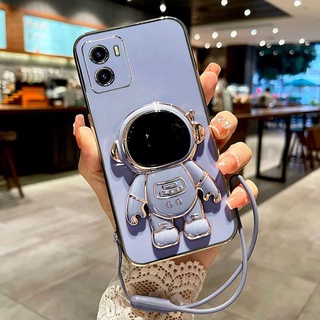 เคส Vivo Y15S เคส Vivo Y15A เคส Vivo Y01A เคส Vivo Y21 เคส Vivo Y20S เคส Vivo Y21S Y15A Y33S T1X T33T Y17 Y15 Y12 Y50 Y30 Y12S Y12A Y20 Y20S Y20SGเคสโทรศัพท์มือถือแบบนิ่ม ชุบไฟฟ้า ขอบตรง ลายอวกาศ พร้อมที่ตั้งวาง สําหรับ