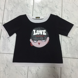 เสื้อคอกลมฮิปๆ ลายน่ารักๆมือสอง