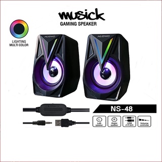 ลำโพงคอม NUBWO NS-48 MUSICK Gaming Speaker ลำโพง มีไฟ เชื่อมต่อผ่าน JACK 3.5mm + USB ระบบเสียง Stereo ใช้งานง่าย
