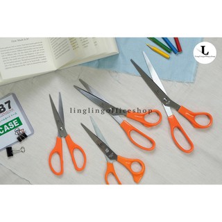 กรรไกร กรรไกรตัดกระดาษ กรรไกรด้ามสีส้ม หลายขนาด 6 นิ้ว 7 นิ้ว 8 นิ้ว 9 นิ้ว Scissors