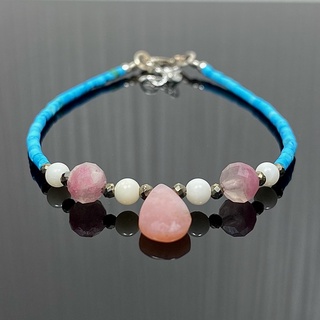 สร้อยข้อมือหินเจียรไนแท้ทั้งเส้น (Turquoise and mixed stone Bracelet)  #21