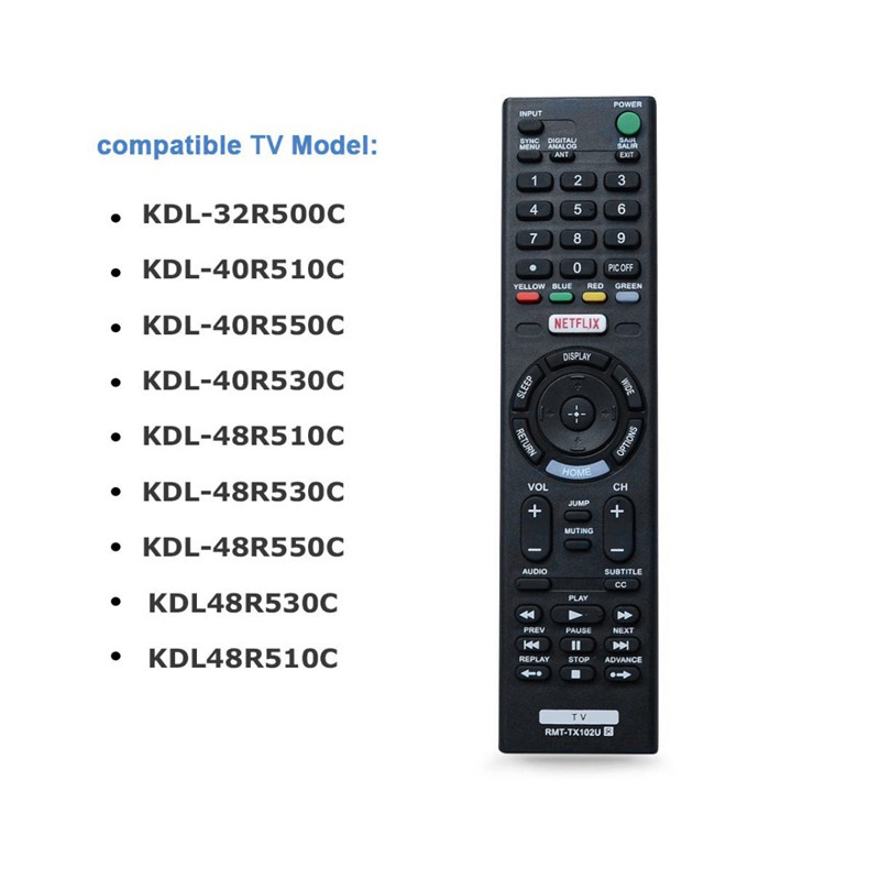 รีโมทคอนโทรลสมาร์ททีวีสําหรับ Sony Rmt-Tx102U สําหรับ Rmt-Tx100D Rmt-Tx101J Rmt-Tx101D Rmt-Tx100E Rm