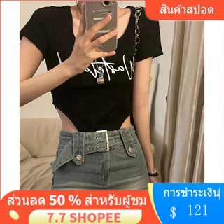 ♡︎ พร้อมส่ง ♡︎ เสื้อน่ารัก ♡︎ 9.9 shopee crop tops ❤“พร้อมส่ง”❤[***] ชุดจั๊มสูท พิมพ์ลายตัวอักษร สีดํา BLYW