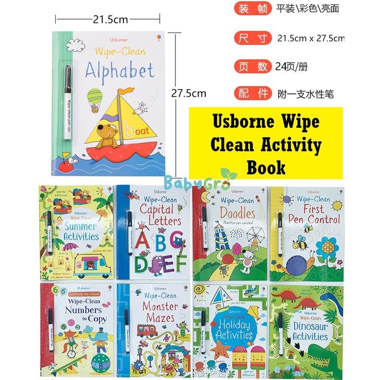 🋂Usborne Wipe Clean Activities Books ***Ready Stock *** (24pages) come with pen