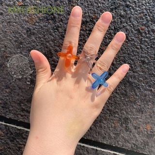 MXFASHIONE Men Ring New Joint Ring Open Finger Ring Trendy Transparent Candy Color Irregular Women Girls Korean Fashion Accessories/Multicolor