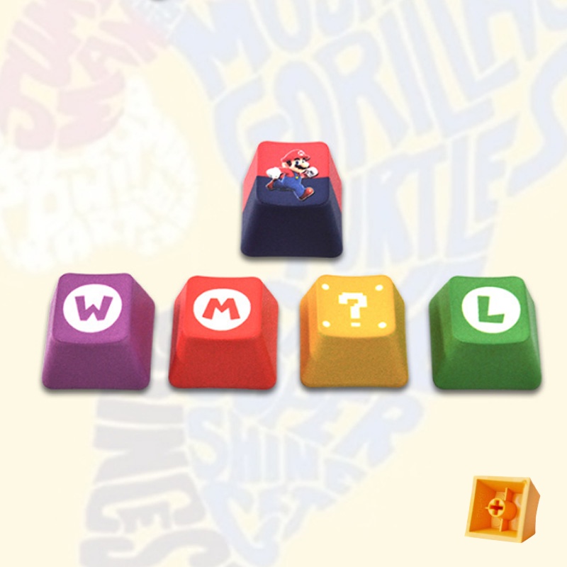 -LW- คีย์บอร์ดแบบกลไกทิศทาง PBT Key Cap OEM Hight การ์ตูน Keycaps แป้นพิมพ์ที่กําหนดเอง Mario Theme Keycaps