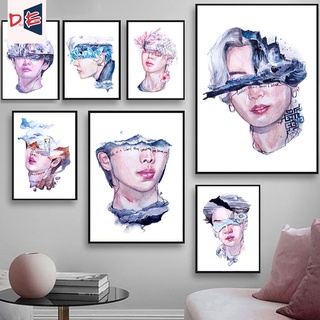 DROFE 【40x50ซม./20x30ซม】Kpop ~ภาพระบายสีตามตัวเลข วง BTS สำหรับตกแต่งบ้าน งานฝีมือ DIY