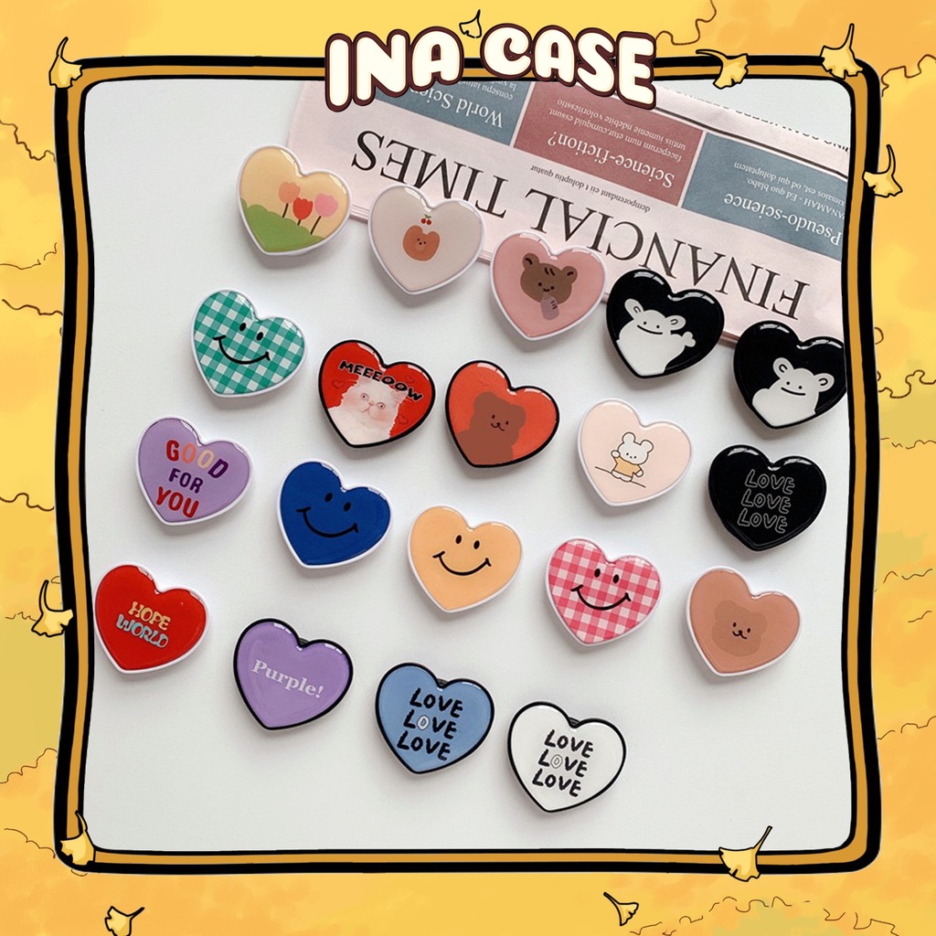 GRIPTOK CARTOON GLOSSY PLASTIC HEART PHONE HOLDER - P58