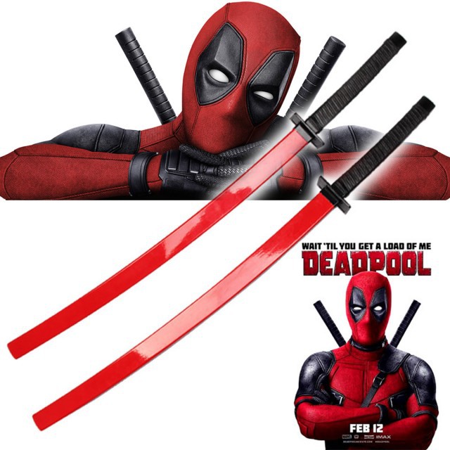 Deadpool เดดพูล ดาบคู่ มี 2 ดาบ ใบดาบสีดำ Katana Samurai Sword ดาบนินจา Ninja + สายสะพายดาบคู่ รุ่น 