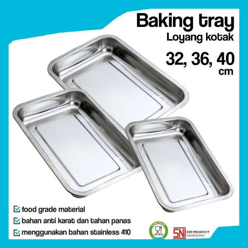 KOMODO BAKING TRAY SQUARE TRAY STAINLESS TRAY UK 32 36 40 CM
