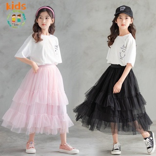 ใหม่ เสื้อยืด ผ้าฝ้ายแท้ ลาย Pettiskirt แฟชั่นฤดูร้อน สําหรับเด็กผู้หญิง อายุ 3-5-8-10-12-13-15 ปี 2022