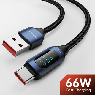 Toocki สายชาร์จ USB Type-C ไนล่อนถัก 6A 66W ชาร์จเร็ว เข้ากันได้กับจอแสดงผลดิจิทัล