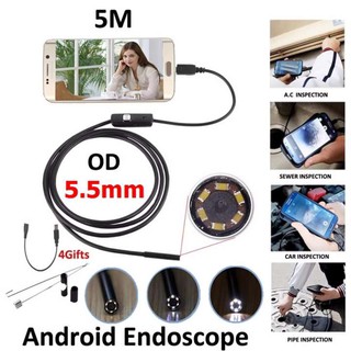 Mastersat กล้องงู ขนาด เลนส์ 5.5 mm Lens ยาว 5M 2 in 1 ใช้ได้ทั้ง Android และ PC Smart Endoscope Inspection Borescope