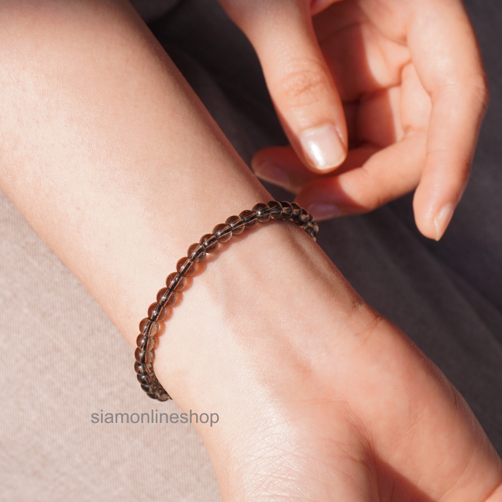 SMOKY QUARTZ หินสโมกกี้ควอตซ์ เลือกขนาดเม็ดหินได้ (4-12 มม.)หินแห่งอำนาจ และโชคดี สร้อยข้อมือหินแท้ by siamonlineshop