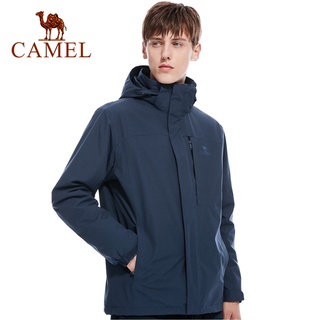 Camel เสื้อแจ็คเก็ตกํามะหยี่กันลมกันน้ําสําหรับผู้ชาย