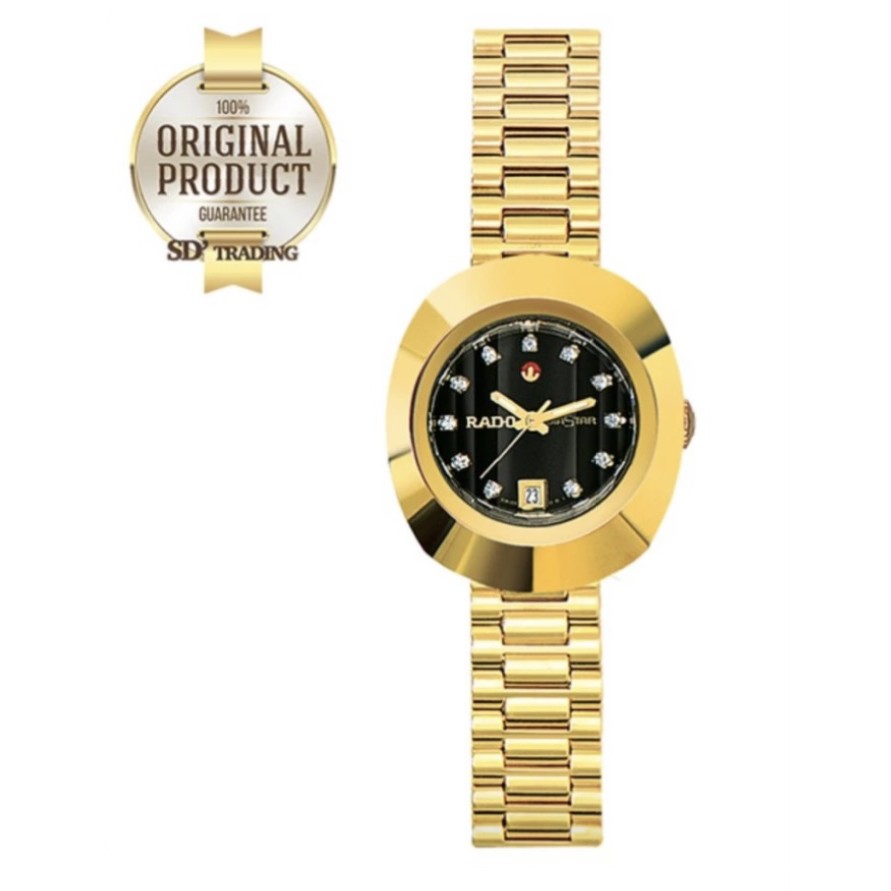RADO Diastar Automatic 11 พลอย นาฬิกาข้อมือผู้หญิง เรือนทอง รุ่น R12416613 - สีทอง/สีดำ
