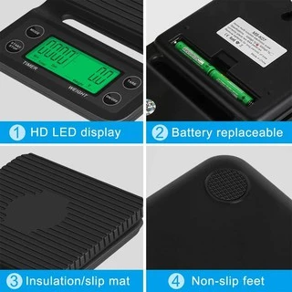 Meapor Coffee Scale เครื่องชั่งกาแฟ กาแฟ เครื่องชั่งดิจิตอล 3 กก. / 0.1กรัมพร้อมตัวตั้งเวลา เครื่องชั่งน้ำหนักดิจิตอล