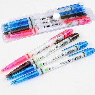   ปากกาลูกลื่นสีน้ำเงิน​ แดง​ ดำ​ the​ dog 0.38 mm. 1 แพ็ค 4 ชิ้น รุ่น 4-Pen-with-bag-05g-boss