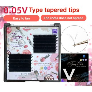 V Type Tapered Eyelash Extension Thickness 0.05mm Easy Fan Auto Blooming V Shape Lash Premium Materials Synthetic Mink V Type Eyelash Extension