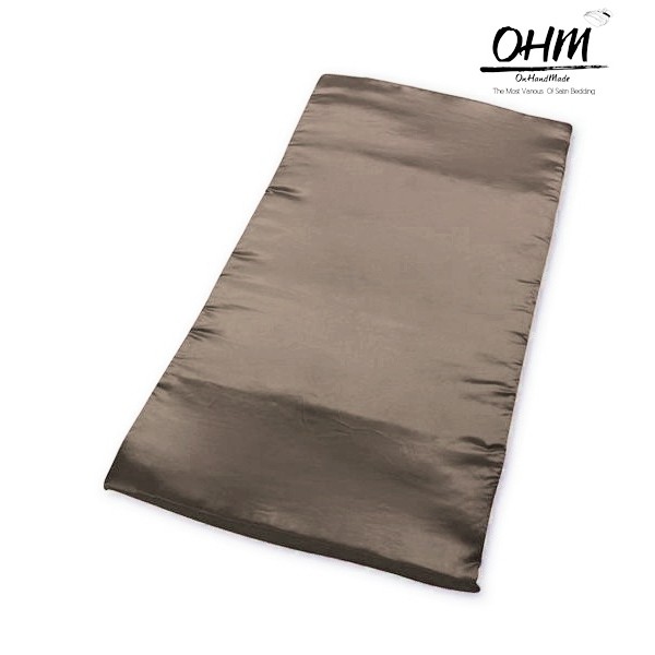 OHM ปลอกที่นอนปิคนิคแบบมีซิป ผ้าเครปซาติน 220 เส้น ขนาด 3 ฟุต (36 นิ้ว x 78 นิ้ว x 2 นิ้ว) สีน้ำตาลเทา
