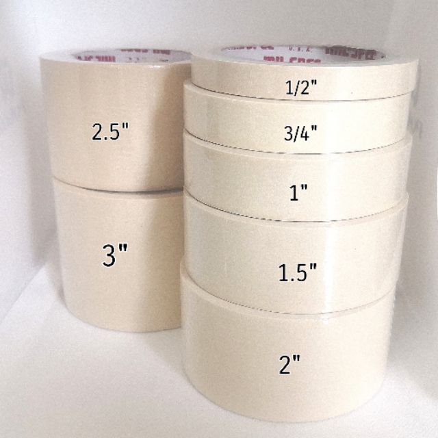 Mil-Spec    เทปกระดาษกาวย่น เทปกาว สีขาวครีม  ความยาว 20 หลา  แกน 3 นิ้ว  มี 7 ขนาด (ชุดที่ 1)
