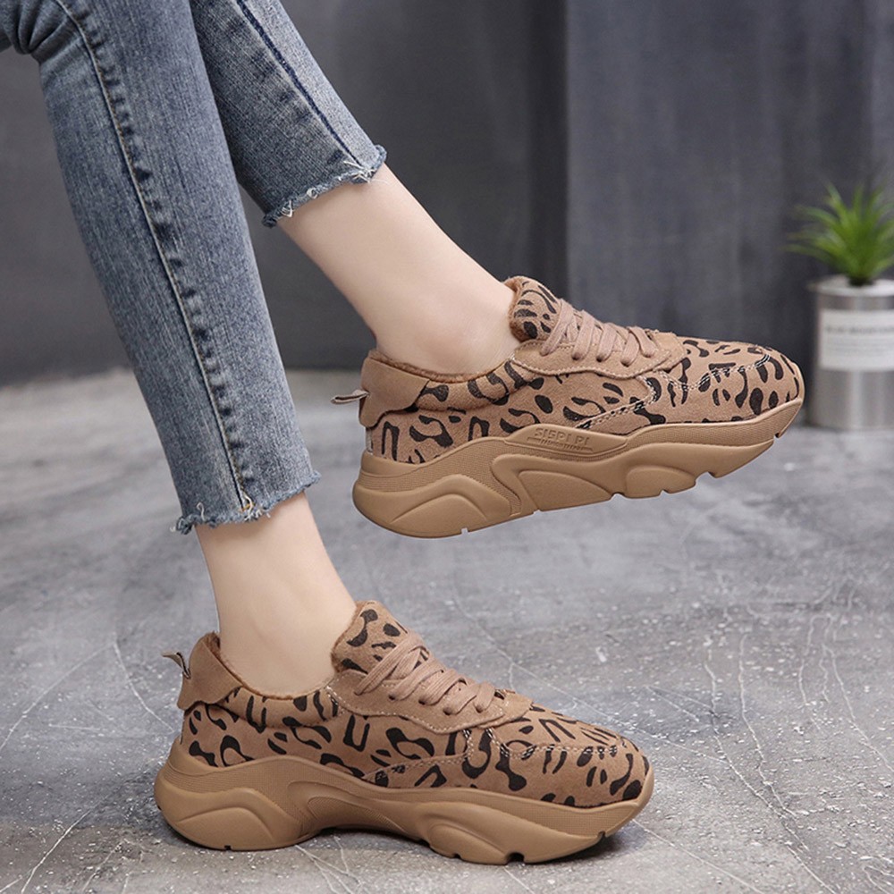 รองเท้า ผ้าใบ พิมพ์ลายเสือดาวแฟชั่นสำหรับผู้หญิง แซก รีวิว ขายส่ง