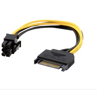 15 Pin SATA ชาย 2 หญิง 6 ขา PCI-E PCIe PCI Express จอแสดงผล Dual Sata 6pin Power Cable สำหรับ PC