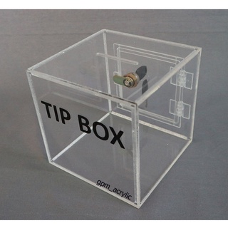 Tip Box อะคริลิค ขนาด 15x15x15 ซม. สีใส