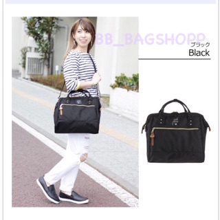 ANELLO POLYESTER CANVAS BOSTON BAG รุ่น Regular สีดำ (outlet)