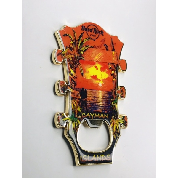 HRC Hard Rock Cafe CAYMAN ISLANDS กีตาร์หัวแม่เหล็กที่เปิดขวดแม่เหล็ก