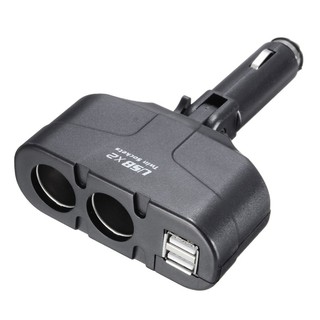 ช่องเสียบที่ชาร์จในรถยนต์ ช่องที่จุดบุหรี่ในรถยนต์ 2 ช่อง พร้อมช่อง USB 2 port Car Charger DC4.8V-5.3V 1000mA