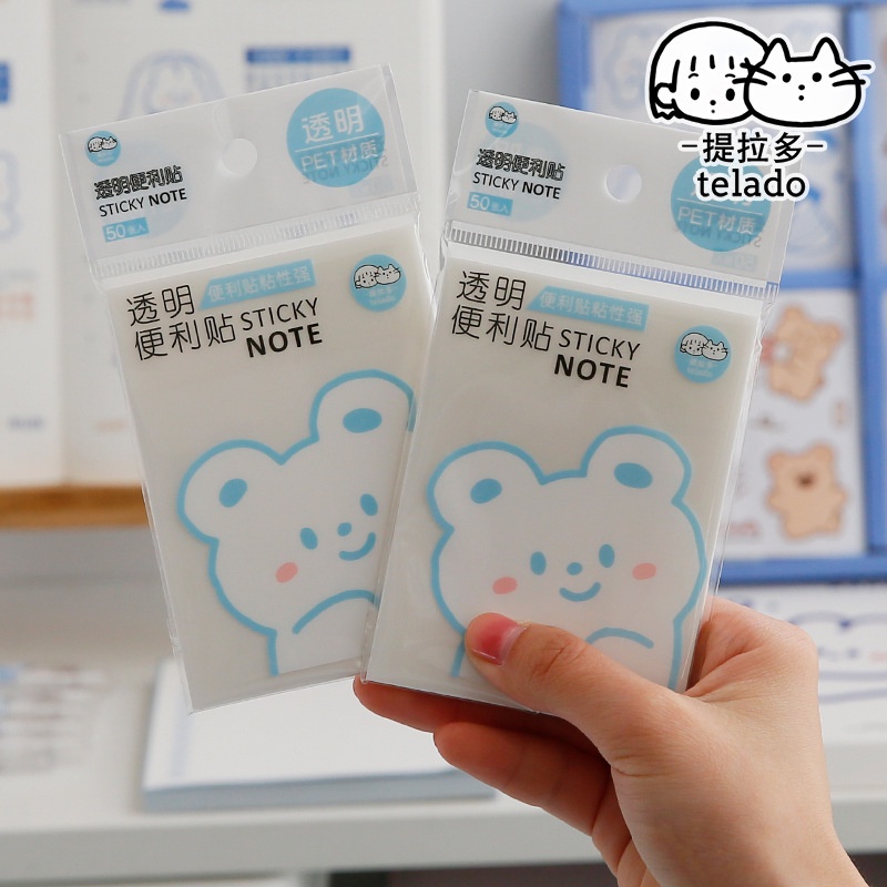 50 แผ่นโปร่งใส Sticky Note Pads Memo 3.7 X 2.8 นิ้วรูปแบบสี่เหลี่ยมผืนผ้ากันน้ํา Clear Self กาวที่ถอดออกได้ N ครั้ง