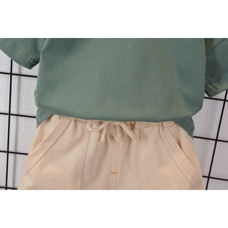 ชุดเสื้อยืด กางเกงขาสั้น ผ้าฝ้าย 100% แฟชั่นฤดูร้อน สําหรับเด็กผู้ชาย 2 ชิ้น ต่อชุด - รูปที่ 5