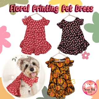 เดรสสัตว์เลี้ยงลายดอก เดรสหมา เดรสแมว เดรสสุนัข Floral Printing Pet Dress