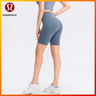 Lululemon Lululemons กางเกงขาสั้น เอวสูง สองด้าน เหมาะกับการเล่นโยคะ ฟิตเนส 02418