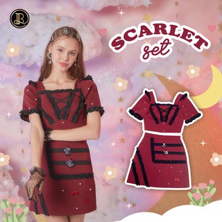 BLT BRAND การันตีเสื้อผ้าแบรนด์แท้ เซทกระโปรงสีแดง SCARLET SET Size S